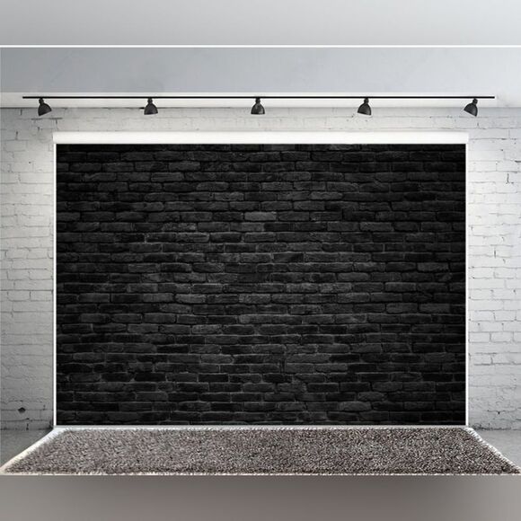🔸️Black Brick Wall 5x4 ft Vinyl Photography Backdrop - Picture 2 of 3